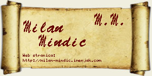 Milan Mindić vizit kartica